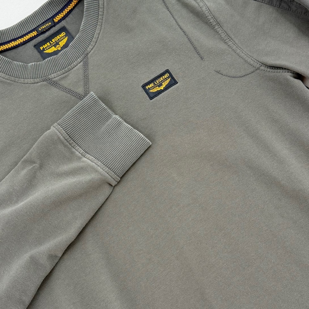 PME Legend Sweatshirt Mens Small Olive Grey Utility Pocket Stretch